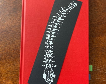 Anatomical Spine Bookmark: Handmade Linoleum Block Print