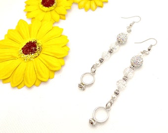 Elegant Engagement Ring Rhinestone Wedding Dangling Earrings
