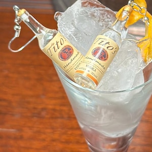 Cute Adorable Minature Vodka Bottle Earrings
