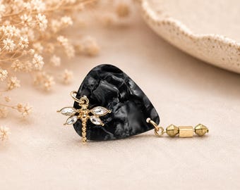 Unique Guitar Pick Adjustable Dragonfly Dangle Ring