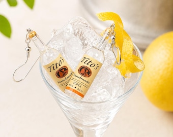 Cute Adorable Minature Vodka Bottle Earrings