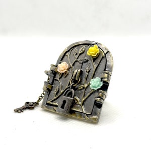 Cute Unique Magical Fantasy Fairy Door Ring with Key Adjustable