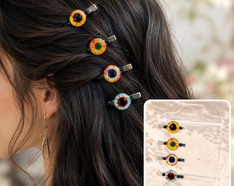 Set mit 4 gruseligen Augapfel Halloween Haarspangen