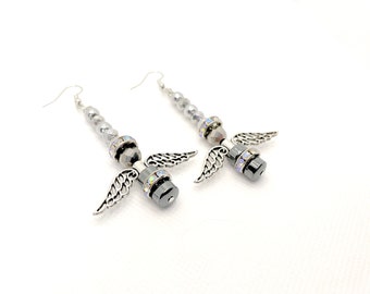 Große Engelsflügel Baumeln Ohrringe religiös