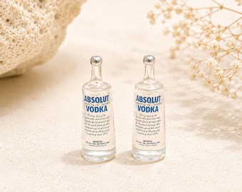 Adorable Miniature Vodka Alcohol Liquor Bottle Stud Earrings
