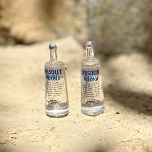 Adorable Miniature Vodka Alcohol Liquor Bottle Stud Earrings