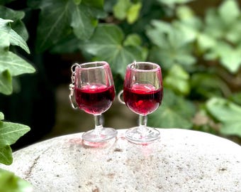Adorable Red Wine Glass Wine Lovers Dangling Earrings