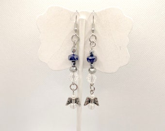 Angel Dangling Religious Earrings White