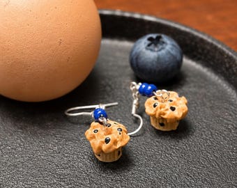 Adorable Blueberry Muffin Bakery Breakfast Dangle Drop Earrings