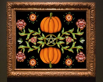 Samhain Halloween Pumpkin Digital Art Print and Wall Decor