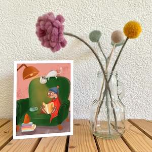 Greeting Card Book Nook / Book lovers card / Hygge / Handmade
