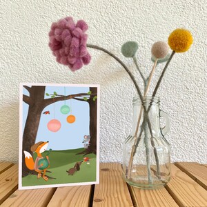 Carte de voeux Renard jouant du banjo / Carte d'anniversaire / Carte de bébé / Carte d'anniversaire pour enfants / Carte de voeux musique / Fait main
