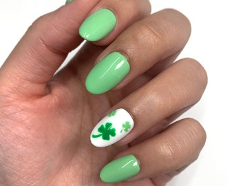 Pastel Clover Press On Nails | Glue On Nails | Stick On Nails | Fake Nails | Gifts For Her | St. Patrick’s Day| Green Nails | Reusable Nails