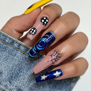 Coraline Aesthetic Press On Nails | Glue On Nails | Stick On Nails | Fake Nails | Halloween Nails | Coffin Nails | Reusable Nails