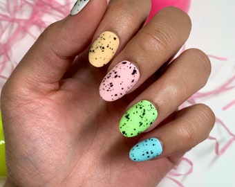 Easter Eggshell Press On Nails | Glue On Nails | Stick On Nails | Easter | Gifts For Her | Reusable Nails