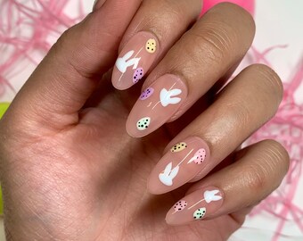 Easter Confetti Press On Nails | Glue On Nails | Stick On Nails | Fake Nails | Gifts For Her | Reusable Nails