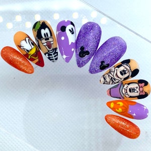 Mickey and Friends Halloween Press On Nails | Glue On Nails | Disney Nails | Stick On Nails | Fake Nails | Gifts For Her | Reusable Nails