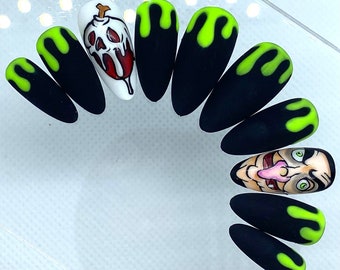 Snow White Halloween Press On Nails | Glue On Nails | Stick On Nails | Fake Nails | Disney Nails | Almond Nails | Reusable Nails
