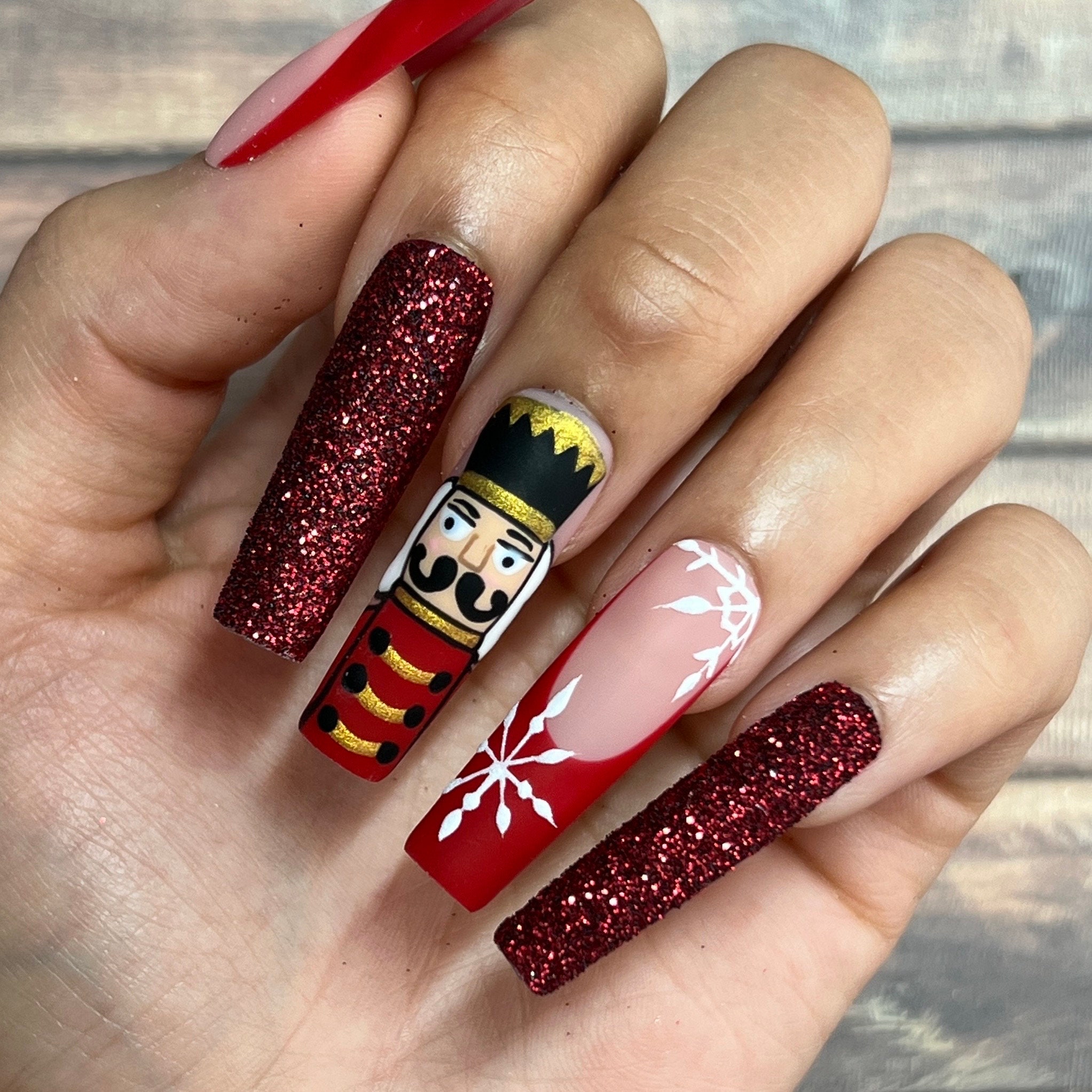 Nutcracker Press on Nails | Christmas Nails | Winter Nails | Holiday | Seasonal | Fake Nails | Glue on Nails | Gifts for Her - Etsy