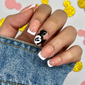Mickey French Press On Nails | Disney Nails | DisneyWorld | Glue On Nails | Fake Nails | Short Nails | Gifts For Her | Vacation Nails