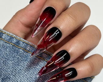 Blood swirl Press On Nails | Glue On Nails | Stick On Nails | Fake Nails | Halloween Nails | Coffin Nails | Reusable Nails