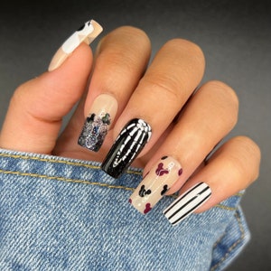 Spooky Mickey Halloween Press On Nails | Disney Nails | False Nails | Glue On Nails | Mickey Mouse | Halloween | Short Nails | Square Nails