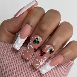 Mickey Winter French Press On Nails | Christmas Nails | Winter Nails | Holiday | Seasonal | Disney Nails | Glue On Nails | Sweater Nails