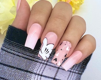 Disney Ready Nails | Glue On Nails | Mickey Nails | Stick On Nails | Fake Nails | Gifts For Her | Disney Nails | Reusable Nails