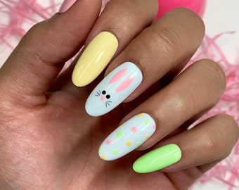 Pastel Easter Press On Nails | Glue On Nails | Stick On Nails | Fake Nails | Gifts For Her | Reusable Nails