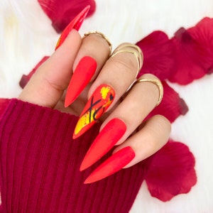 Love Press On Nails | Glue On Nails | Long Nails | Stick On Nails | Fake Nails | Gifts For Her | Stiletto Nails | Reusable Nails
