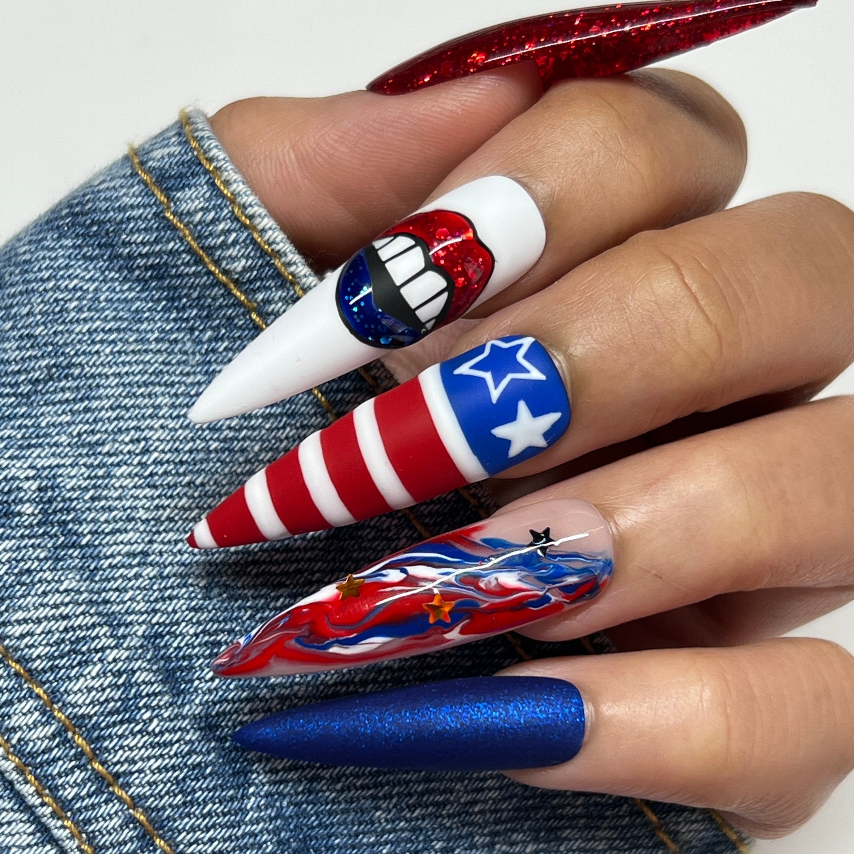 Polished Looks By Melissa on Instagram: “Happy 4th of July my friends! Hope  you enjoy your holiday weekend ❤️?… | Fourth of july nails, July nails,  Patriotic nails