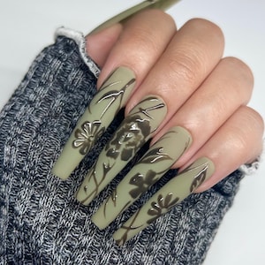 BILLIE Press On Nails | Glue On Nails | Long Nails | Stick On Nails | Fake Nails | Gifts For Her | Coffin Nails | Reusable Nails