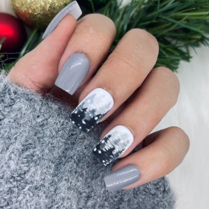 Winter Tree Press On Nails | Glue On Nails | Short Nails | Stick On Nails | Fake Nails | Gifts For Her | Winter Nails | Reusable Nails