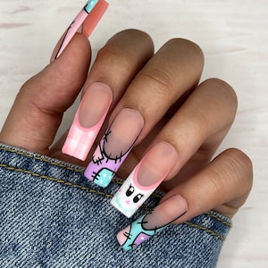 Easter French Press On Nails | Glue On Nails | Stick On Nails | Fake Nails | Gifts For Her | Bunny Nails | Reusable Nails