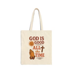 Christian Inspirational Cotton Canvas Tote Bag, Eco-Friendly Shopping Bag, Bible Verse Gift, Religious Accessories, Tote for Church