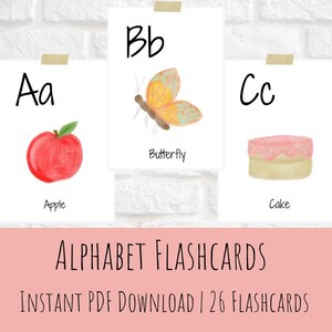 Alphabet Flashcards| ABC| Watercolor| Montessori Homeschool Printable Resource| Preschool| Toddler Flashcards| Busy Books