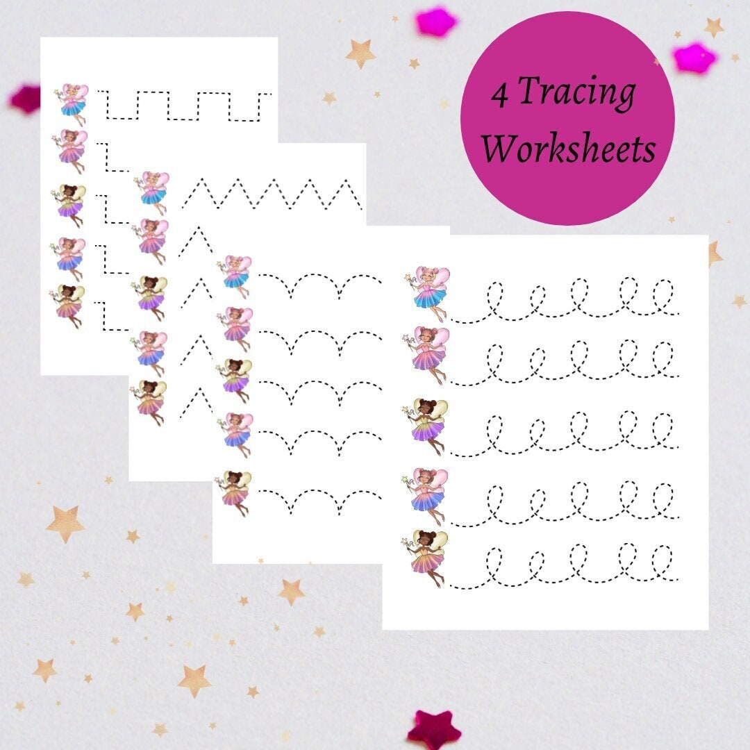 pre writing worksheet line tracing printable handwriting etsy