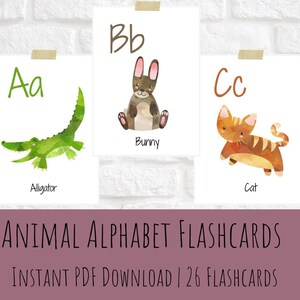 Animal Alphabet Flashcards| ABC| Watercolor| Montessori Homeschool ...