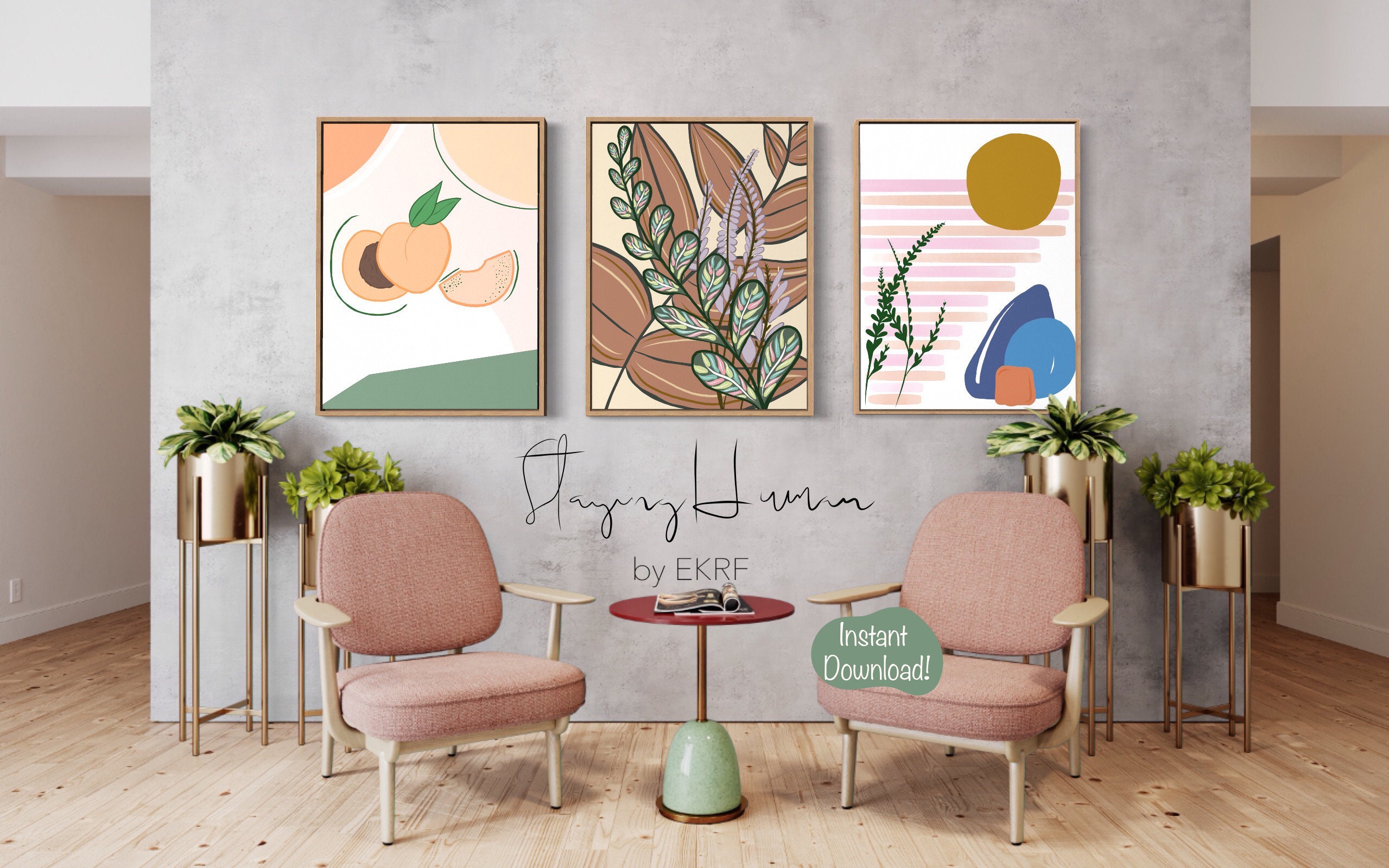 Minimalist Gallery Art Set, Art Set of 3, Gallery Prints, Print Set of