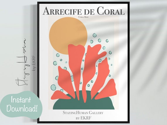 Coral Reef Art Poster, Coral Reef Art Print, Minimalist Coral Reef Art, Matisse Inspired Art Print, Henri Matisse Art Poster, Ocean Wall Art