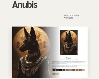 Anubis Color By Number: Egyptian Mythology Adult Coloring Page (Digital Download)
