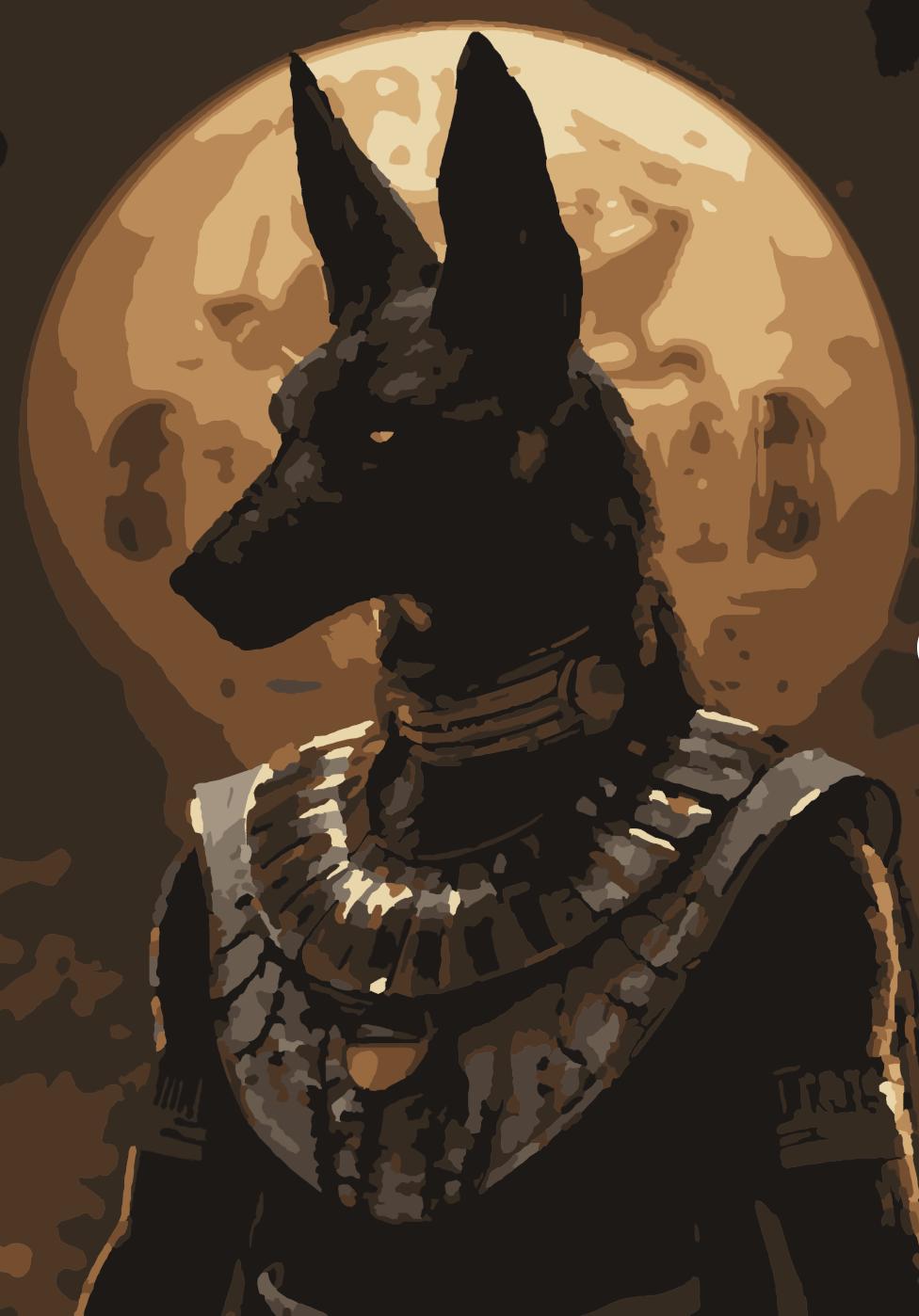 Anubis Color by Number: Egyptian Mythology Adult Coloring Page (digital ...