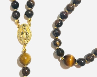 Bronzite and Tiger's Eye Rosary