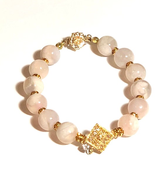 Cherry Blossom Agate Bracelet Etsy Australia