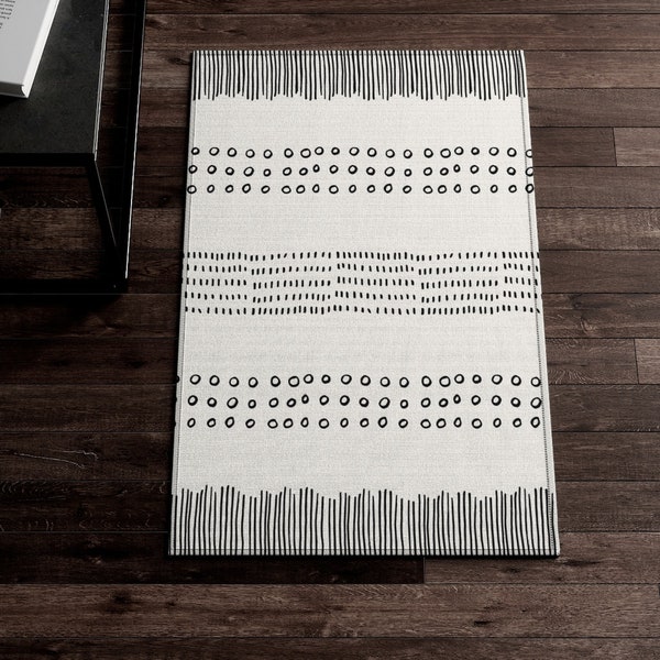 Simple Black and White Rug Etsy