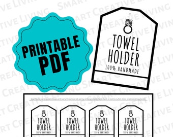 Printable Towel Holder Tags – Handmade Kitchen Items (PDF Download)