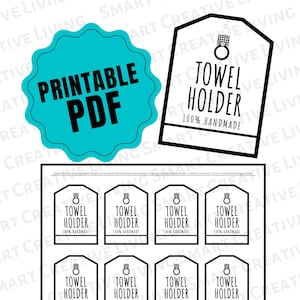 AFDRUKBARE handdoekhoudertags - prijsetiketten voor gehaakte of gebreide handgemaakte keukenhanddoekhouders - downloadbare PDF