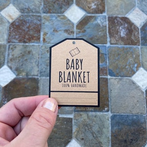DRUCKBARE Babydecke Tags - Preisetiketten für gehäkelte oder gestrickte handgemachte Babydecken - PDF zum Herunterladen