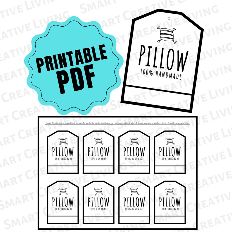 PRINTABLE Pillow Tags Price Labels for Crocheted or Knit Etsy