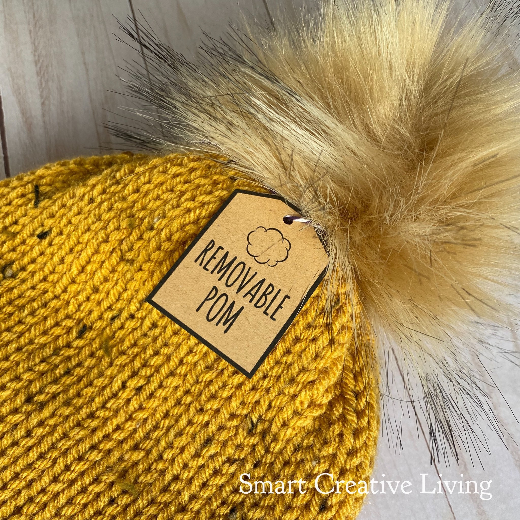 Removable Wooden Pom-pom Buttons for Faux Fur Pom-poms on Handmade
